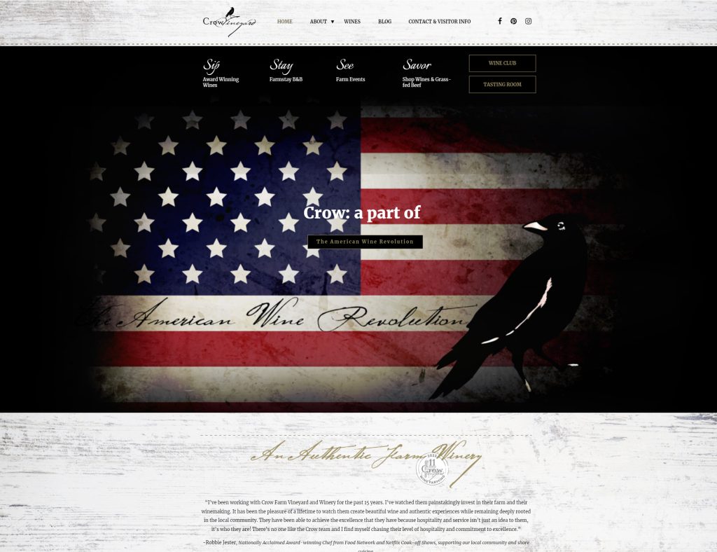 Loblolly Website, Logo Design and Packaging Design Crow Vineyard & Winery